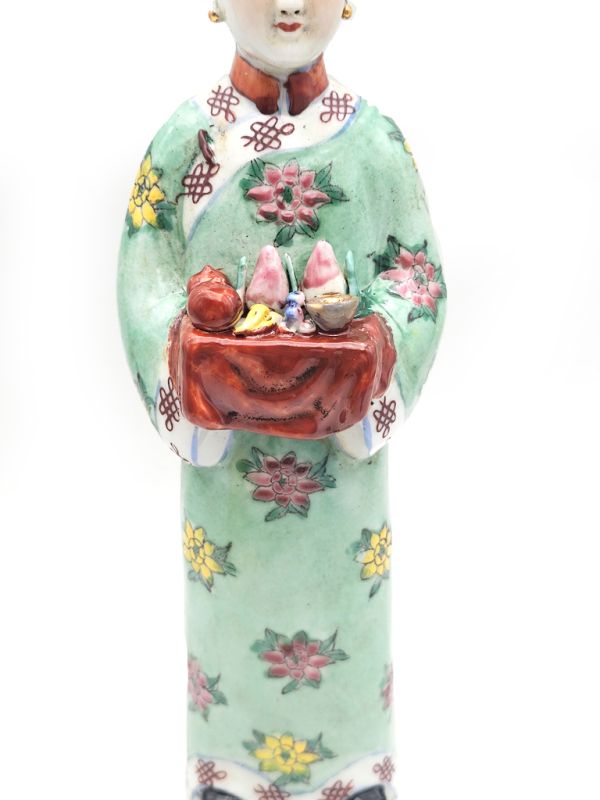 Kaiserin chinesischen polychrome Statue - Grün - Obstkorb 3