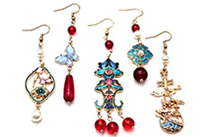 Boucles d'oreilles en émail cloisonné chine asie