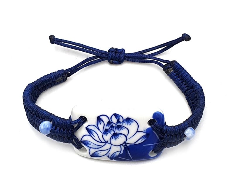 Keramik Schmuck Weiß und Blau Kollektion - Armband - Große Lotusblume 3