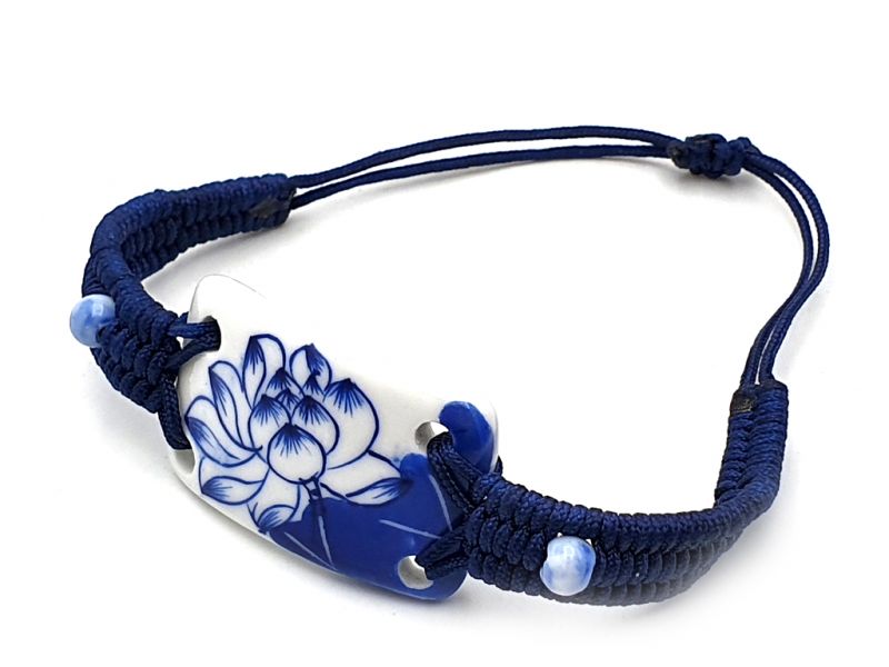 Keramik Schmuck Weiß und Blau Kollektion - Armband - Große Lotusblume 4