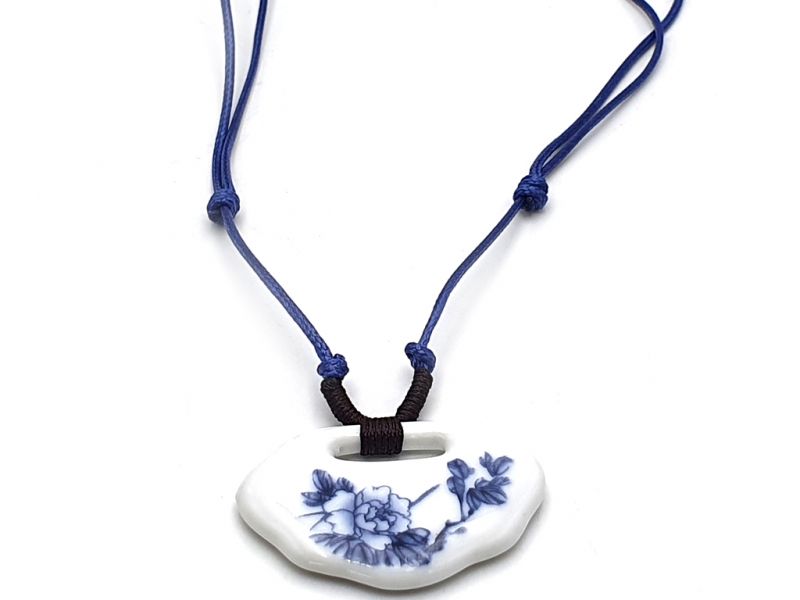 Keramik Schmuck Weiß und Blau Kollektion - Halskette - Blumen 2 2