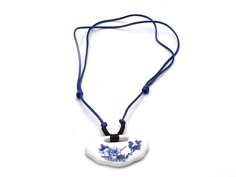 Keramik Schmuck Weiß und Blau Kollektion - Halskette - Blumen 2 3