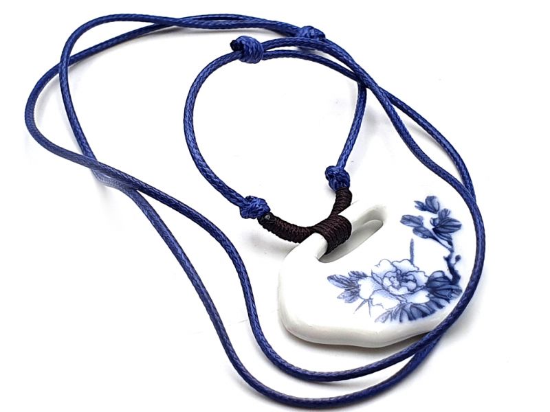 Keramik Schmuck Weiß und Blau Kollektion - Halskette - Blumen 2 4