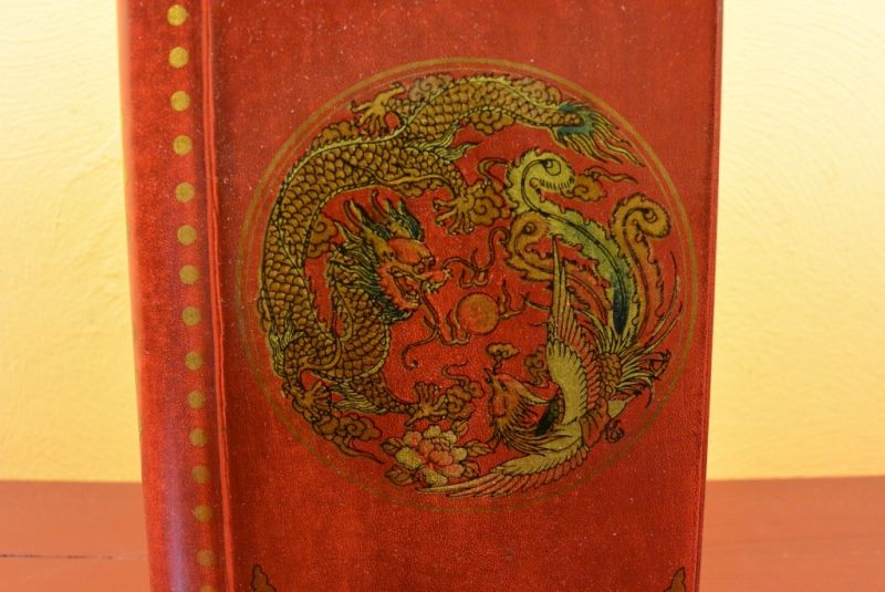 Kleine Asiatische Holzschatullen Roter Drache Buchform 2