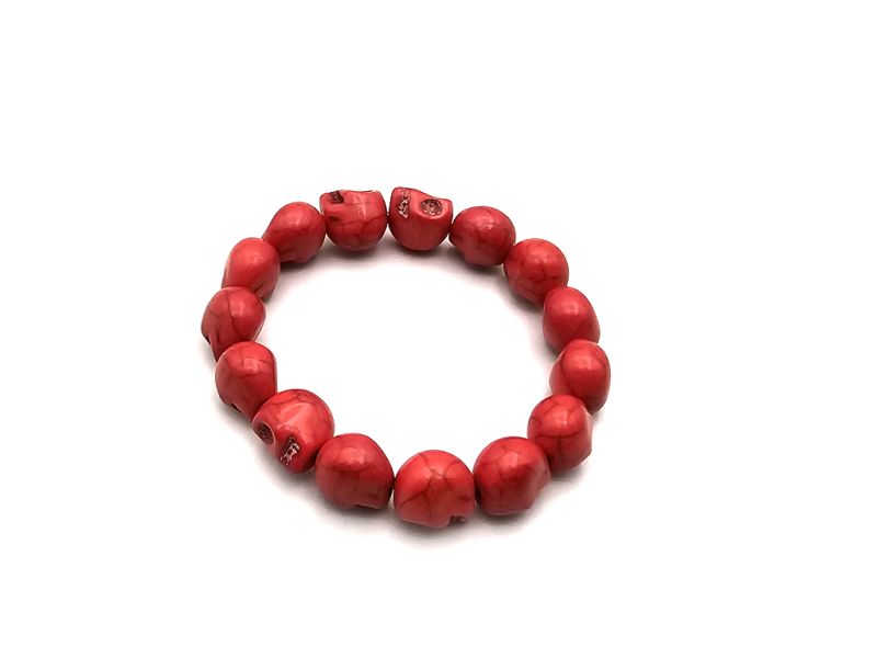 Kleine Ethnische Armband Schädel - Rot 3