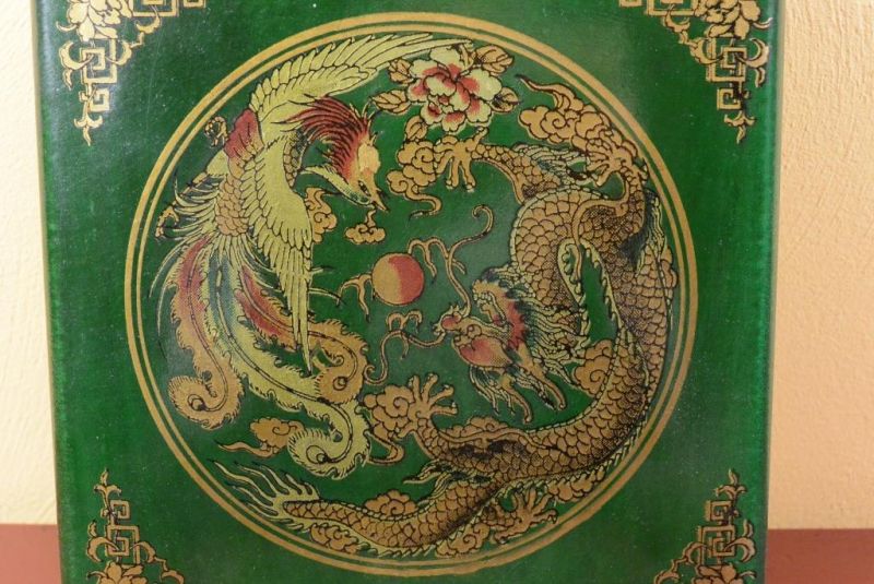 Kleiner Feng Shui Kompass Grün / Drache und Phoenix 3