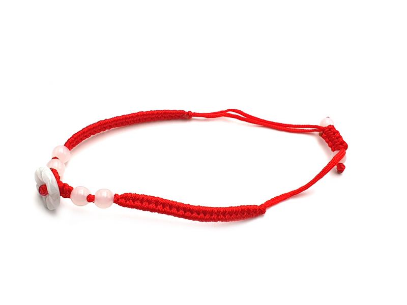 Kleines Jade Armband Jadeblume - Rote Schnur 3