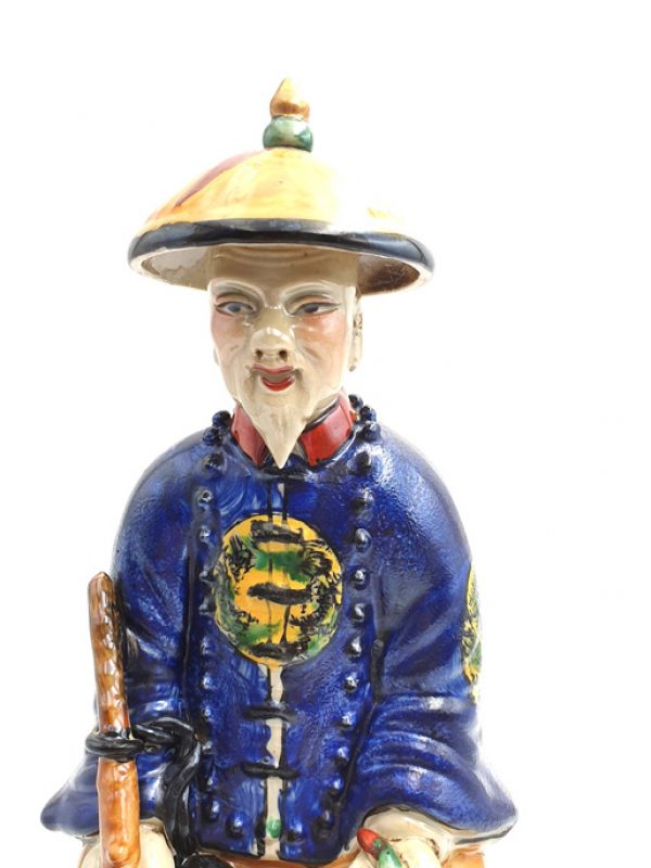 Mandarin-Chinesisch polychrome Statue Sitzenden 2