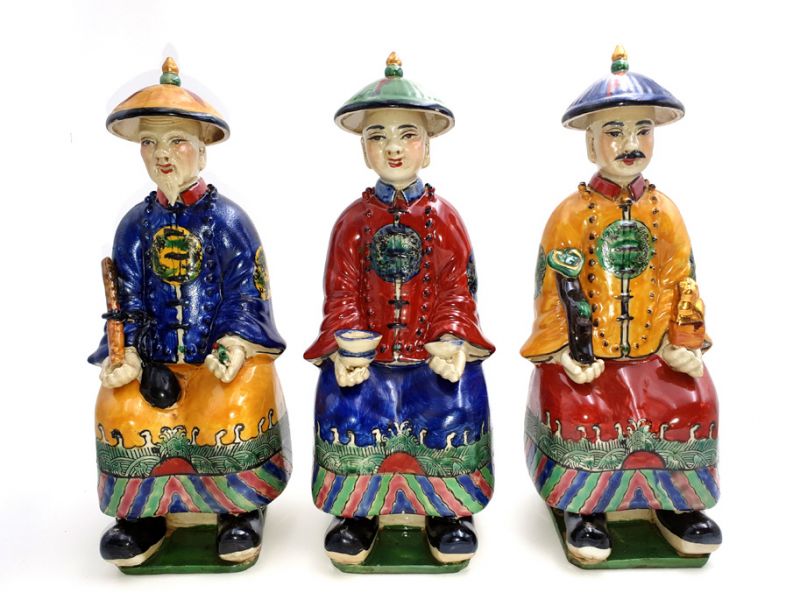 Mandarin-Chinesisch polychrome Statue Sitzenden 4