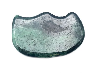 Médecine traditionnelle chinoise - Gua Sha concave inversé en Jade - Vert Foncé