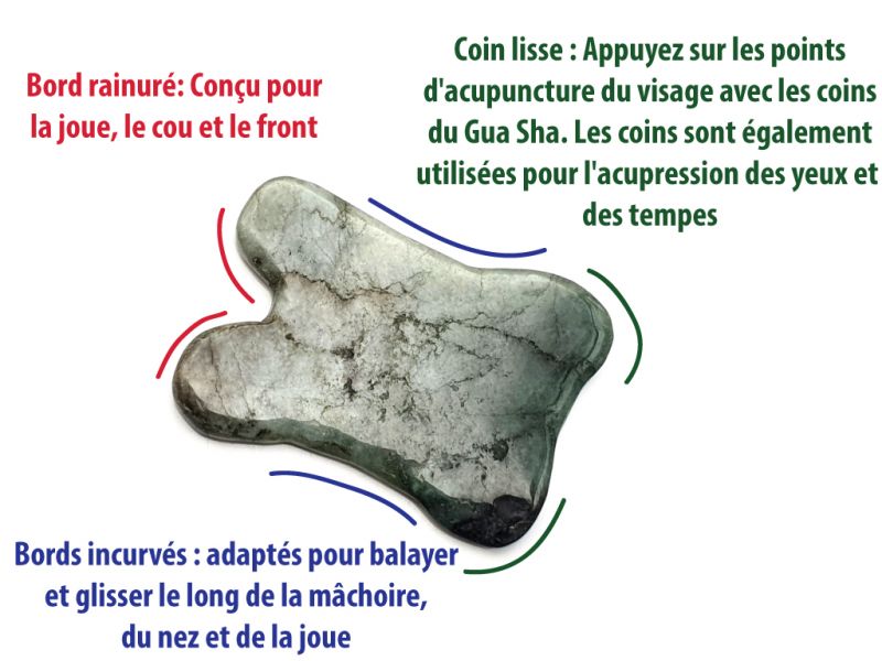 Medicina Tradicional China - Gua Sha cóncavo Invertido en Jade - Verde Oscuro 3