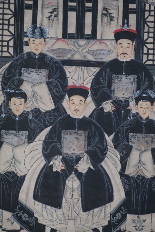 Moderne Chinesische Ahnenbilder Qing-Dynastie 5 Personen 2