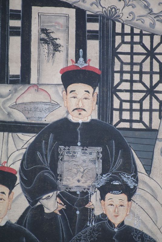 Moderne Chinesische Ahnenbilder Qing-Dynastie 5 Personen 4