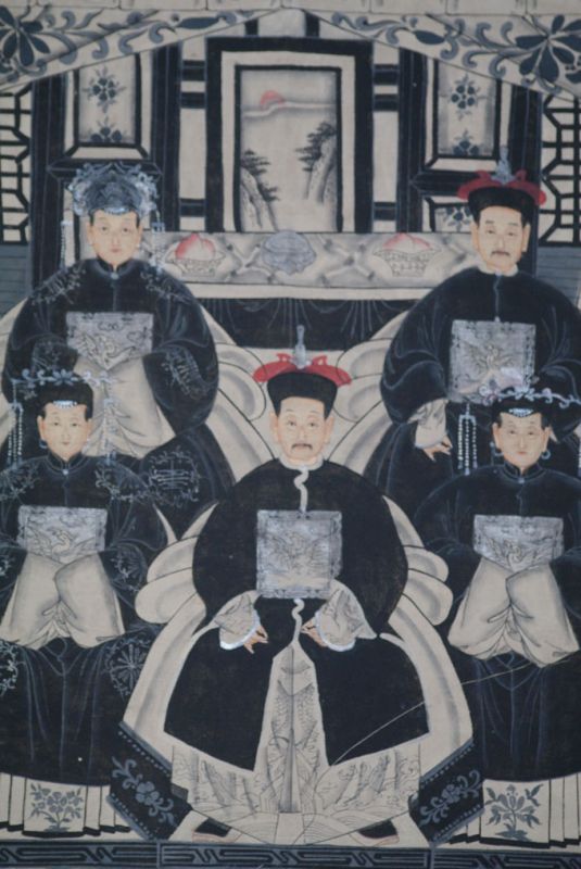 Moderne Chinesische Ahnenbilder Qing-Dynastie 5Personen 2