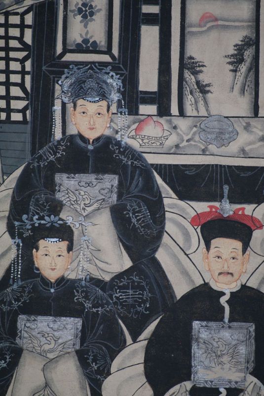 Moderne Chinesische Ahnenbilder Qing-Dynastie 5Personen 3