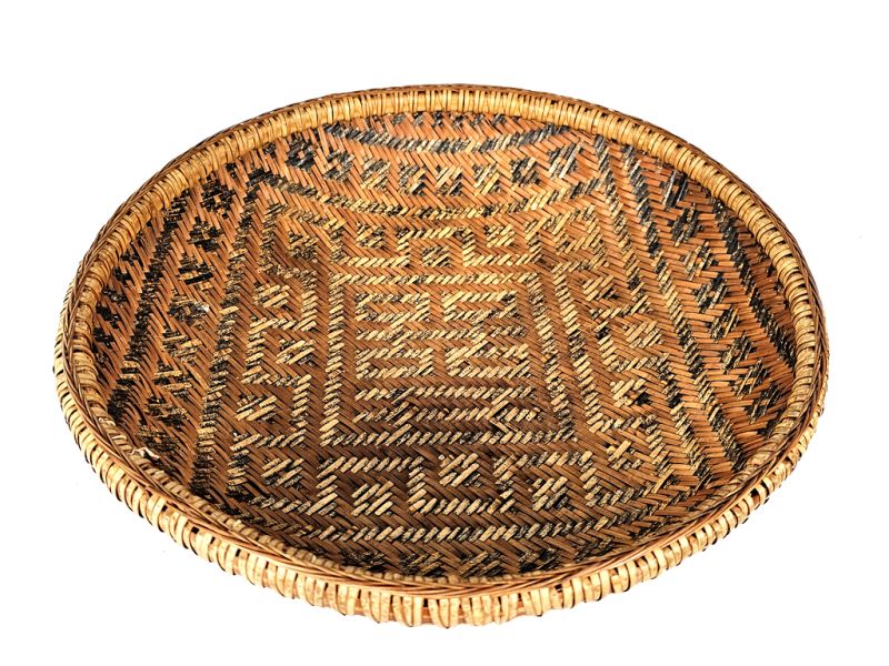 Old Chinese braided tray - Tray weaving - Chinese peasant 1