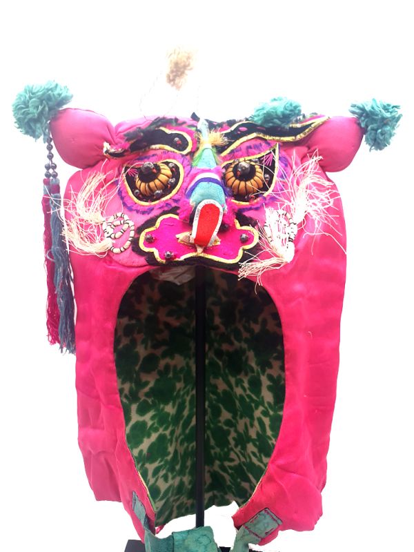 Old Chinese child headdress baby pink dragon 1