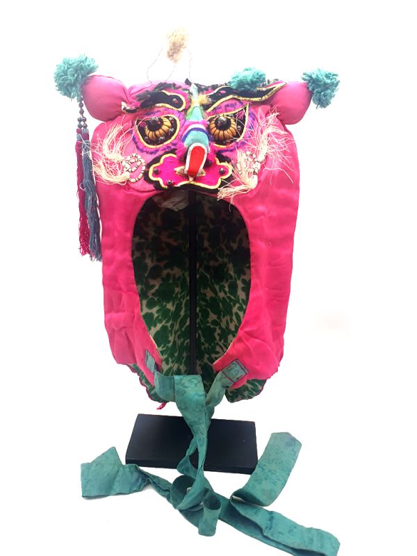 Old Chinese child headdress baby pink dragon 2