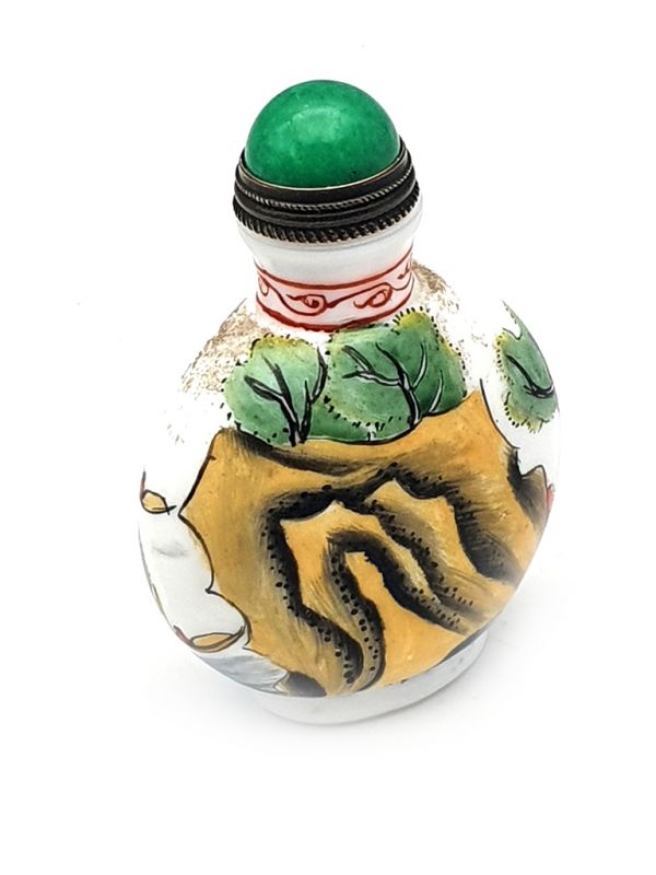 Old Chinese snuff bottle - Blown glass - The house and the mountain 3