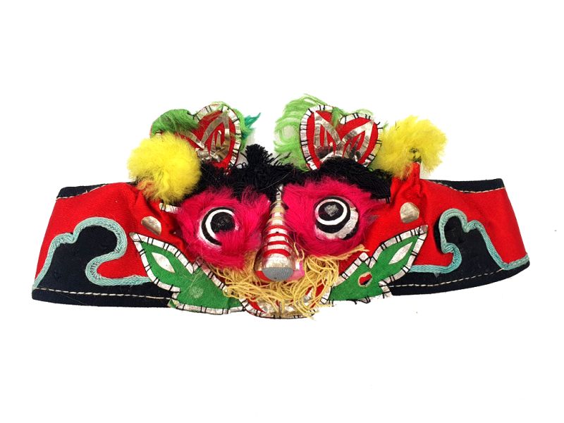 Old Ethnic Baby Headdress - Tiger head - Red/Black 1