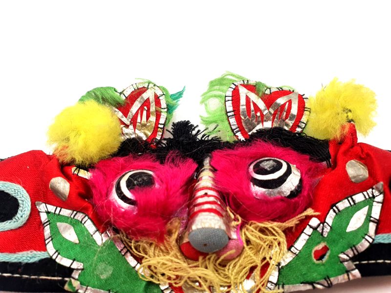 Old Ethnic Baby Headdress - Tiger head - Red/Black 2