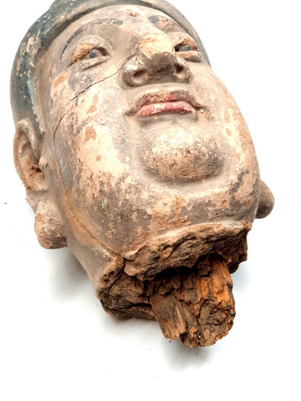 Old Large Chinese Man Head in Terracotta 2