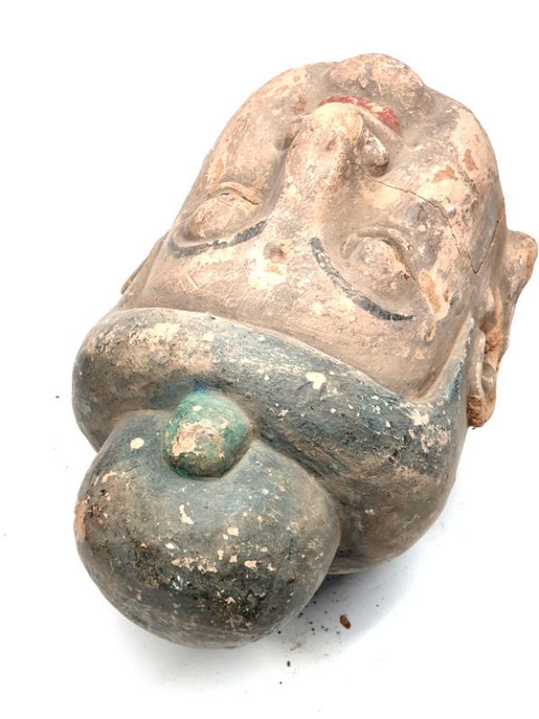 Old Large Chinese Man Head in Terracotta 4