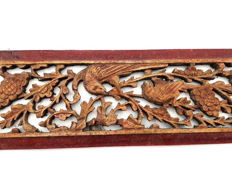 Old Wooden Plaque - Qing Dynasty - birds and flowers 2