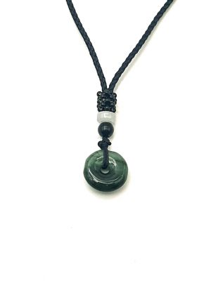 Pendentif en Jade véritable catégorie A - Disque Bi -Vert impérial Pendentif en Jade véritable catégorie A - Disque Bi -Vert impérial