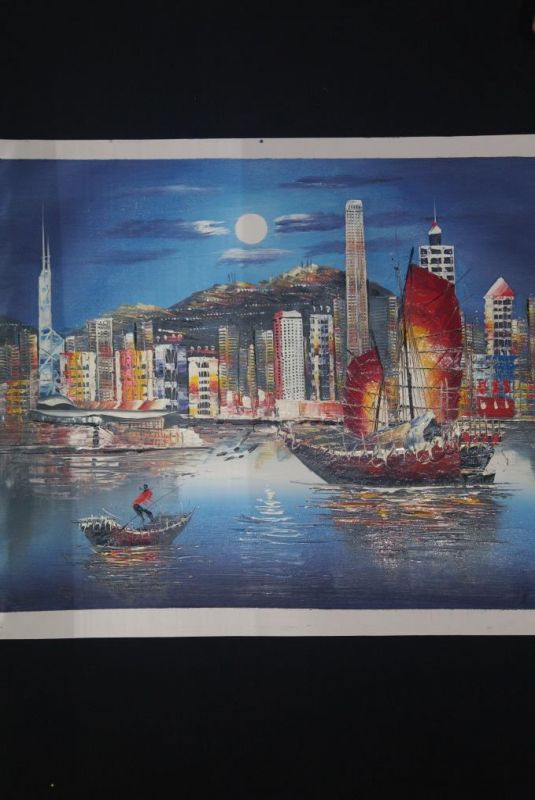 Pintura china moderna sobre lienzo - Pintura al óleo - HongKong 4 1