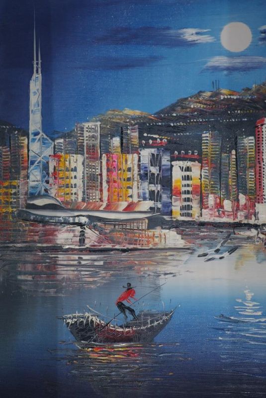 Pintura china moderna sobre lienzo - Pintura al óleo - HongKong 4 2