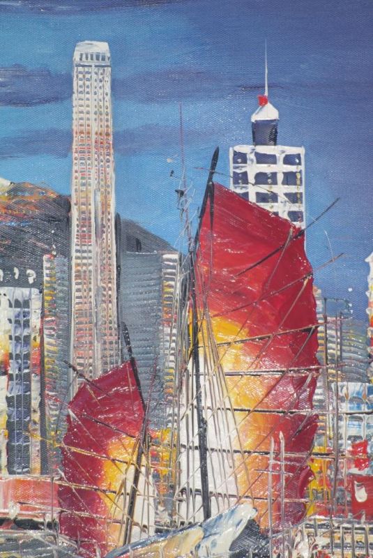 Pintura china moderna sobre lienzo - Pintura al óleo - HongKong 4 4