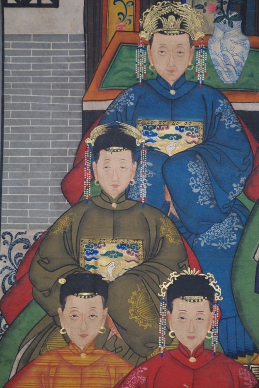 Qing Dynastie Grosse Chinesische Ahnenbilder 8 Personen 4