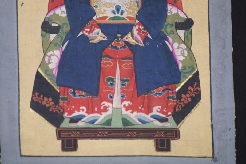 Qing Kleine Ahnenpaare und Kaiser Malerei Marineblau 5