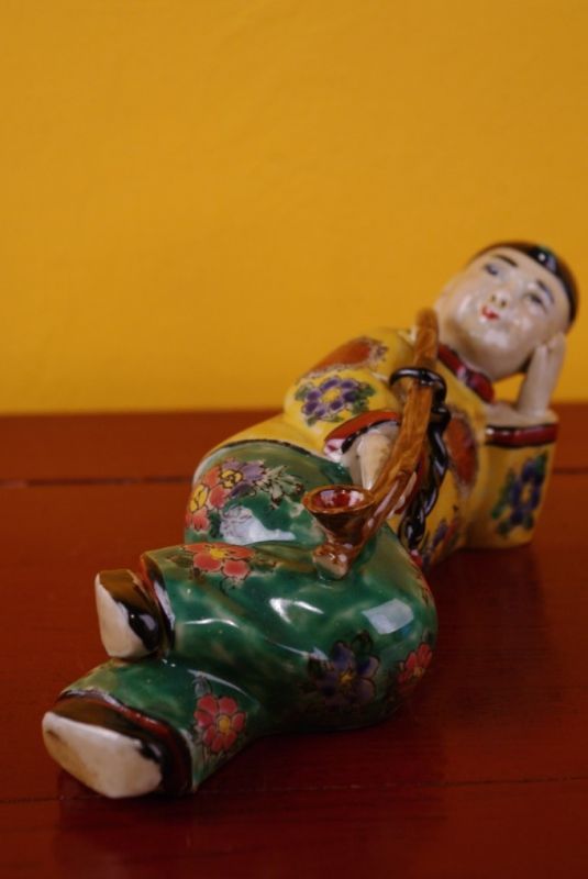 Rauchen Opium polychrome Statue 5