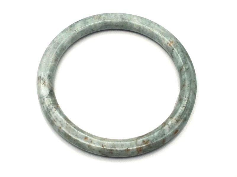 Real Jade Bangle - Jade Bracelet - online Jade shop -5.90 cm - Light green with some brown spots 1