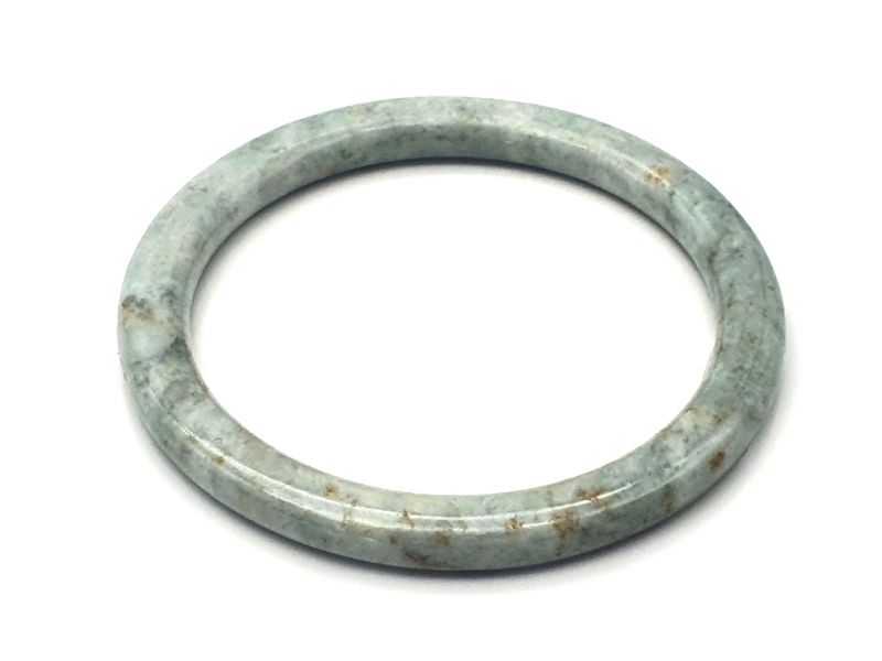 Real Jade Bangle - Jade Bracelet - online Jade shop -5.90 cm - Light green with some brown spots 2