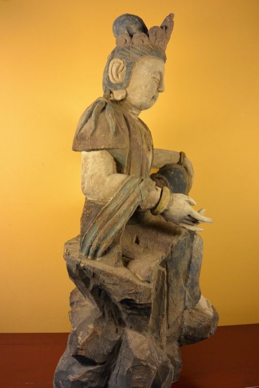 Sehr große chinesische Holzstatue Guanyin 3