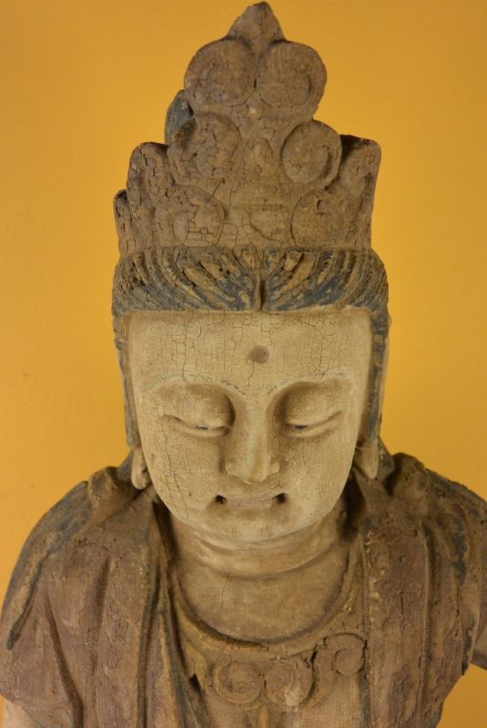 Sehr große chinesische Holzstatue Guanyin 5