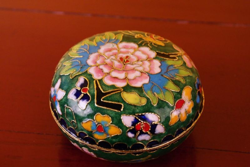 Sehr Grosse Cloisonne-Dose Grün 2