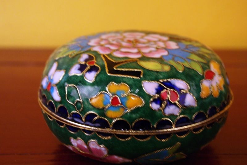 Sehr Grosse Cloisonne-Dose Grün 3