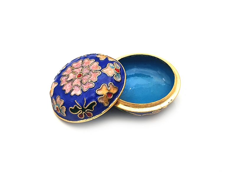 Sehr Kleine Cloisonne-Dose Blau 2