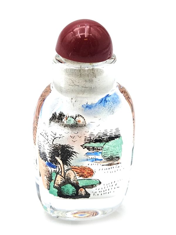 Sehr kleine Glas Schnupftabakflasche - Künstler - Chinesische Landschaft 2