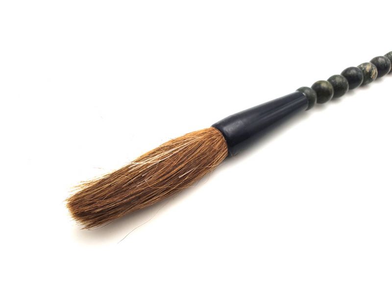 Small Chinese Calligraphy Brush Black reflection green 3