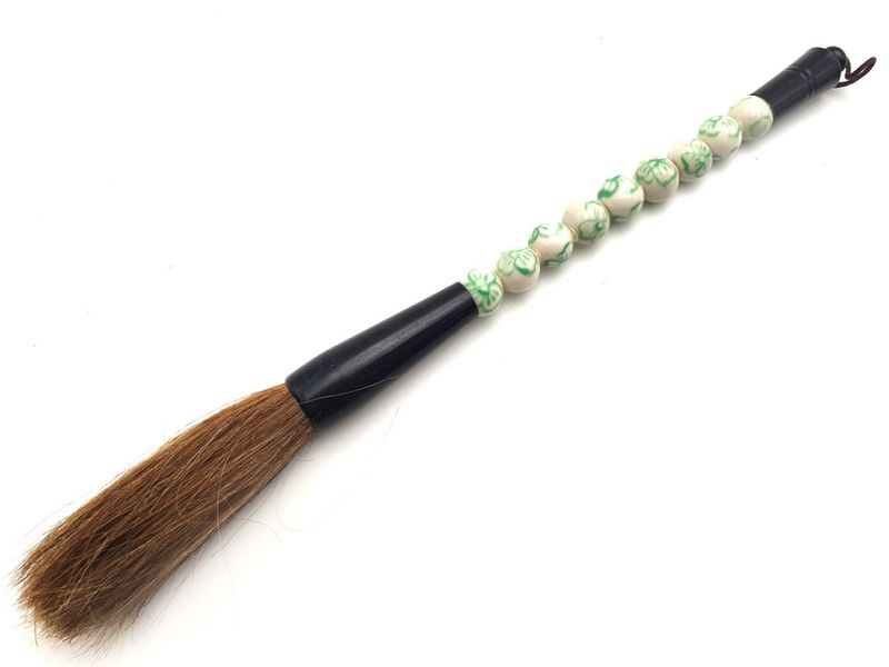 Small Chinese Calligraphy Brush - Porcelain - White and Green 1