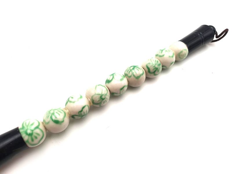 Small Chinese Calligraphy Brush - Porcelain - White and Green 2