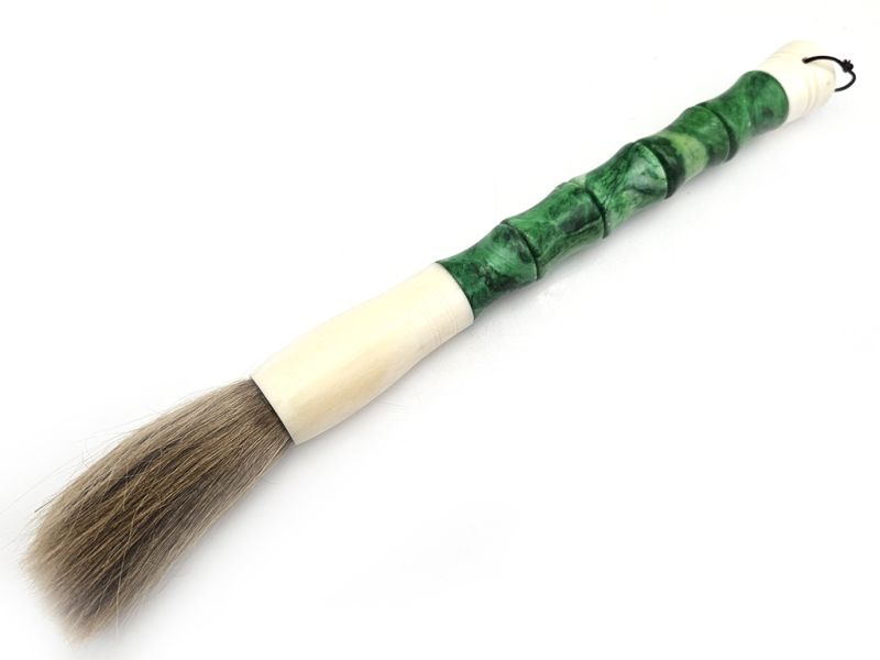 Stone Calligraphy Brush - Bamboo Shape - Artistic Decoration - Green 1