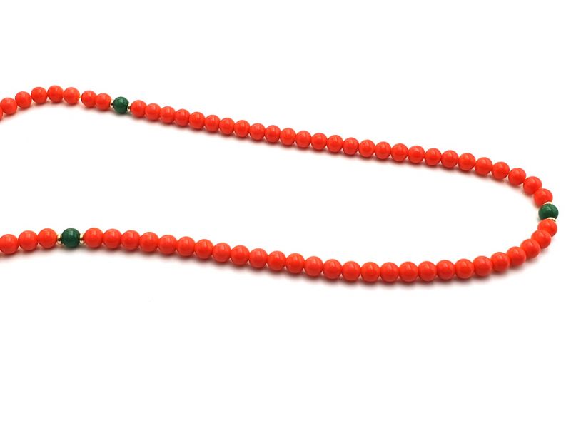 Tibetischer Schmuck Mâlâ in Steinperlen - Orange 3