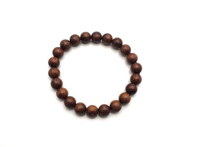 Tibetisches Mala-Armband aus Holz - 8mm - 100% natürlich - Goldenes Sandelholz