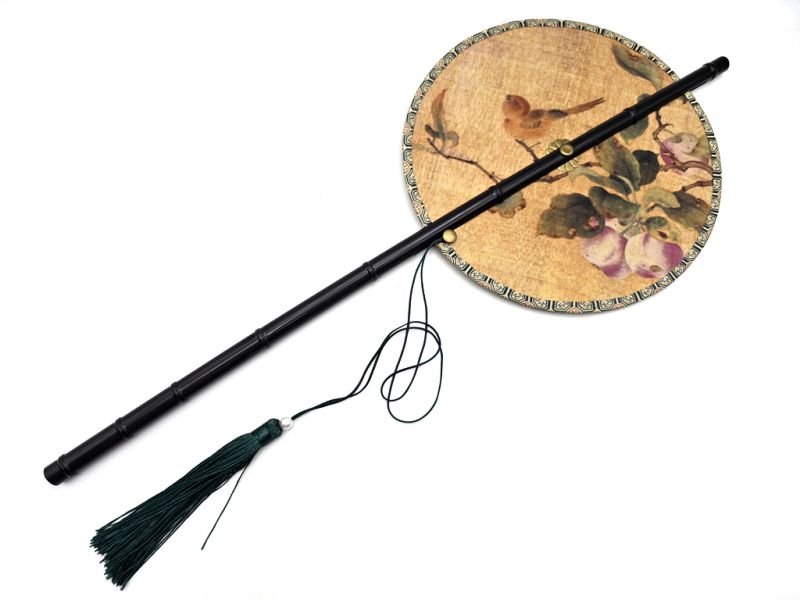 Traditional Chinese Roll-up Fan - The bird on the plum tree 1